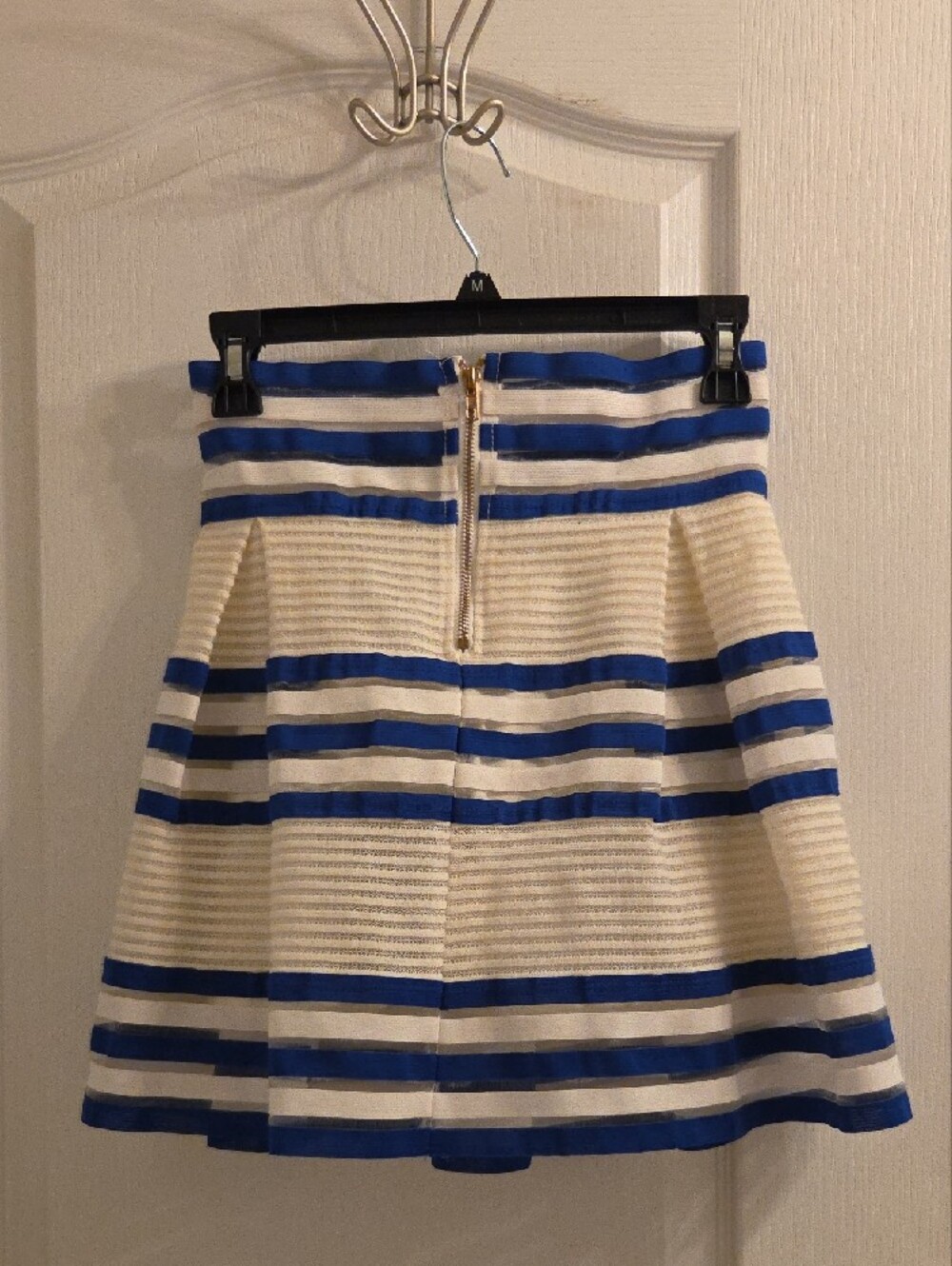 Vizio Ivory and Royal Blue Striped Circle Skirt - Picture 2 of 2